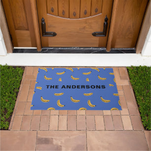 Graphic bananas - tropical fruit personalized name doormat
