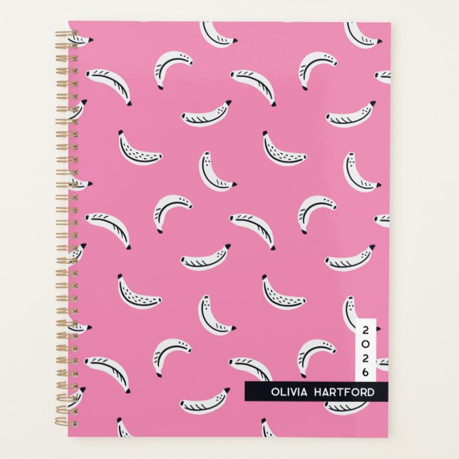 Graphic bananas - tropical fruit personalized name planner (Front)