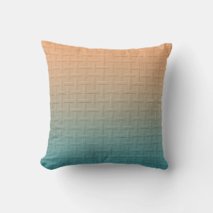 Graphic Basket Weave Pattern Gradient Teal Brown Cushion