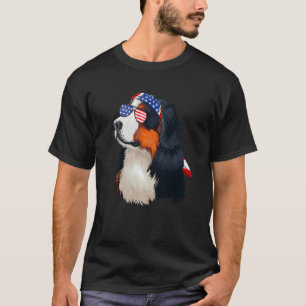 Graphic Bernese Mountain American Flag Dog July 4t T-Shirt