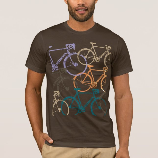 Graphic Bikes Bicycles Brown T-Shirt (Front)