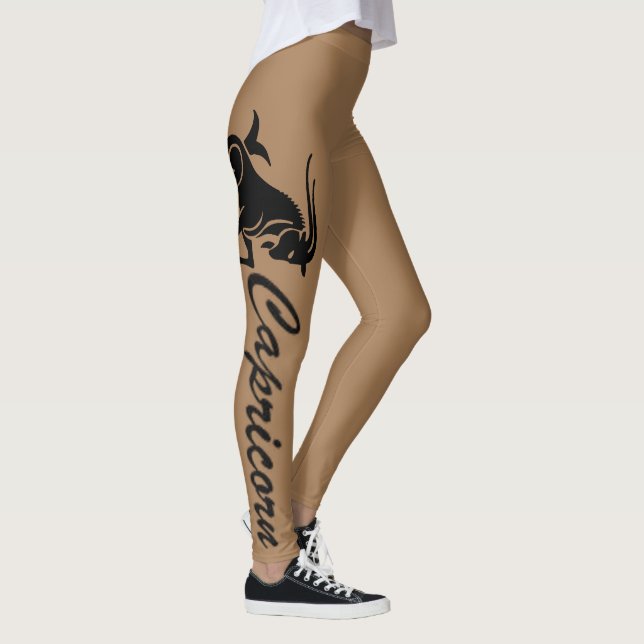 GRAPHIC BLACK AND BROWN CAPRICORN LEGGINGS (Right)