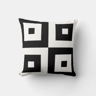 Graphic Black and White Squares Throw Pillow