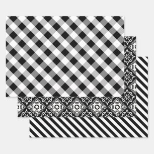 GRAPHIC BLACK AND WHITE WRAPPING PAPER SHEET