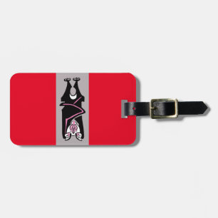 Graphic Black BAT - Wildlife - Nature - Red Luggage Tag