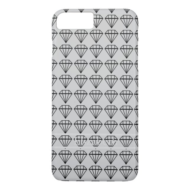 Graphic Black Diamond Initial Personalised Silver Case-Mate iPhone Case (Back)