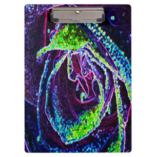 Graphic Black White Blue and Green Rose Detail Clipboard