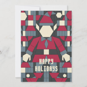 Graphic Block Art Christmas Elf Modern Flat Holiday Card