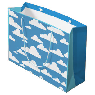 GRAPHIC BLUE SKY AND WHITE CLOUDS ILLUSTRATION LARGE GIFT BAG