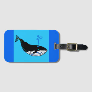Graphic Blue WHALE -Marine blue Luggage Tag