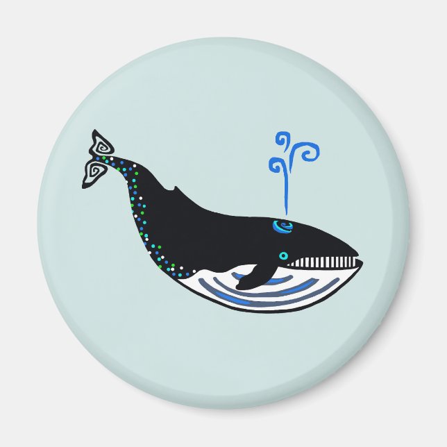 Graphic- Blue WHALE - Wildlife - Ocean spray - Magnet (Front)