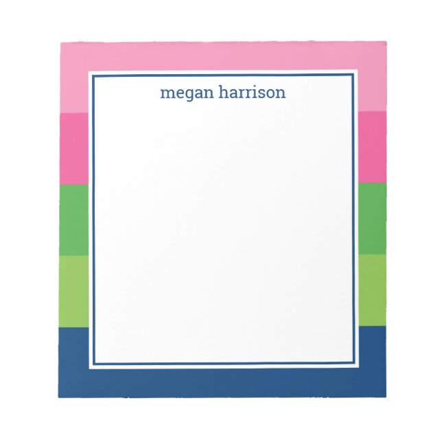Graphic Bold Stripe in Pink, Green and Navy Notepa Notepad (Front)