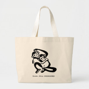 Graphic BONOBO - Chimpanzee - Primate - Large Tote Bag
