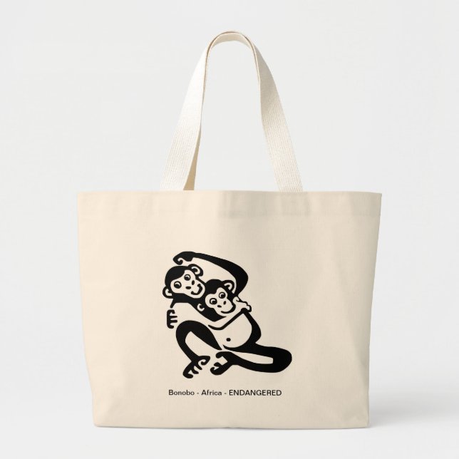 Graphic BONOBO - Chimpanzee - Primate - Large Tote Bag (Front)