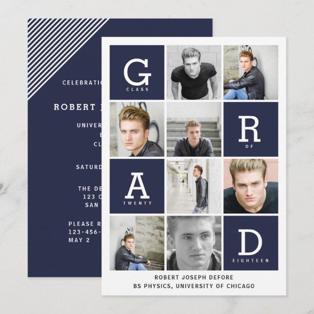 GRAPHIC BOXES GRADUATION INVITATION (Front/Back)