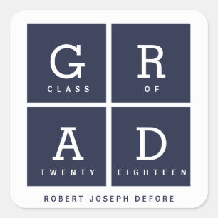 GRAPHIC BOXES GRADUATION SQUARE STICKER