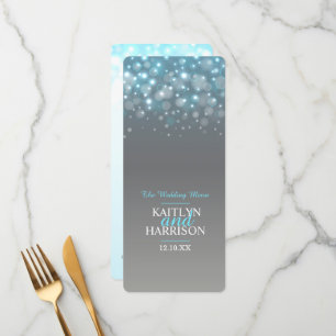 Graphic bubble grey blue wedding dinner menu