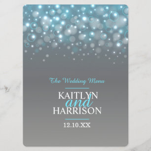 Graphic bubble grey blue wedding dinner menu