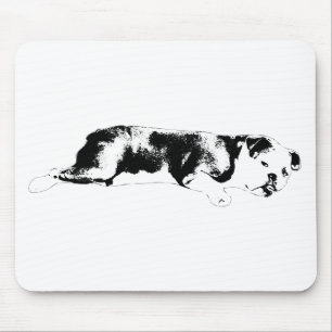 Graphic bulldog icon with clean negative space mouse mat