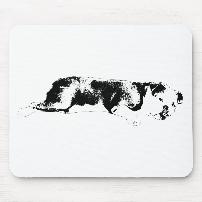 Graphic bulldog icon with clean negative space mouse mat (Front)