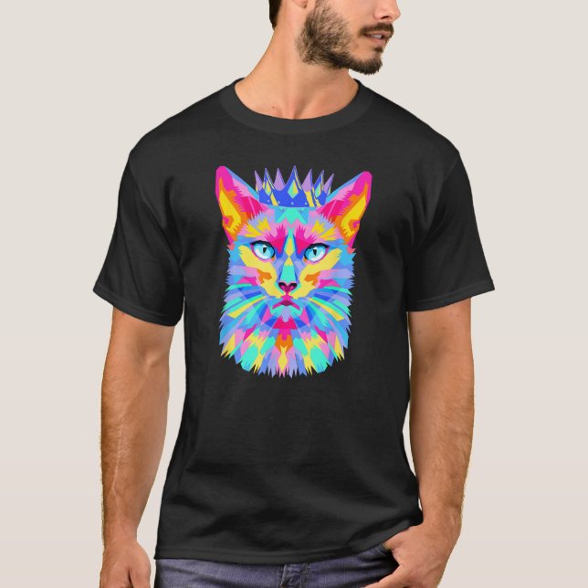 Graphic cat retro for cat  cat mother  Cat Crown T-Shirt (Front)