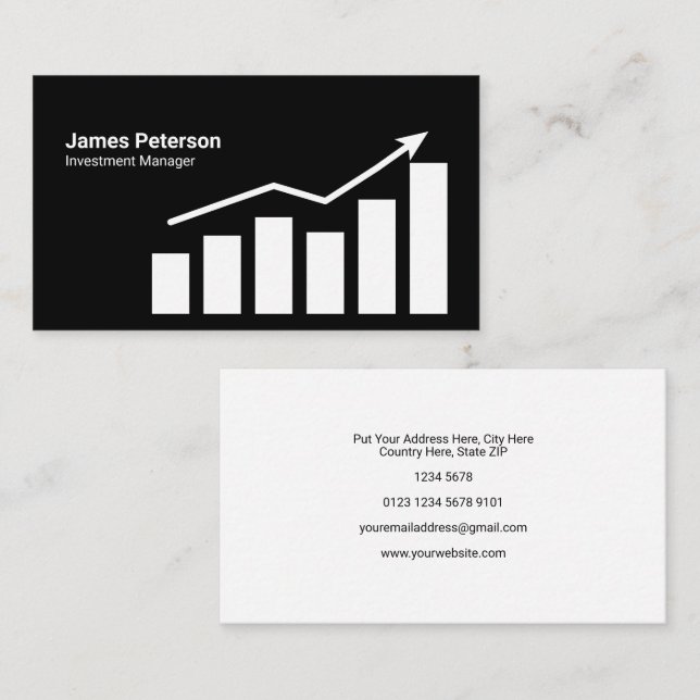 Graphic Chart | Increase | Black Business Card (Front/Back)