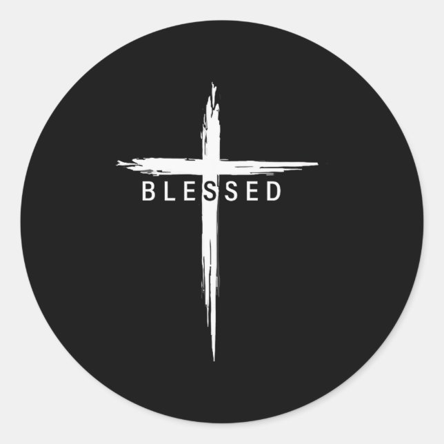 Graphic Christian Cross Jesus Christ Men Women Ble Classic Round Sticker (Front)