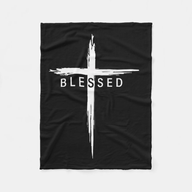 Graphic Christian Cross Jesus Christ Men Women Ble Fleece Blanket (Front)