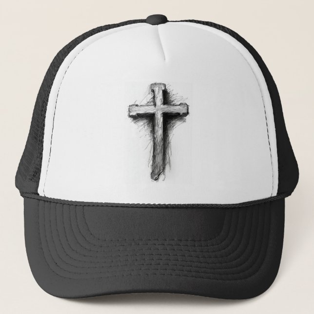 Graphic Christian Cross Trucker Hat (Front)