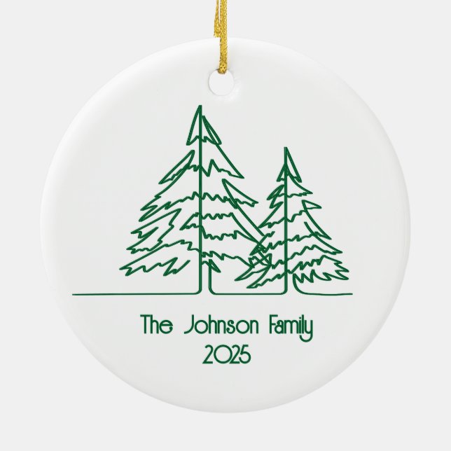 Graphic Christmas Tree Minimal  Ceramic Tree Decoration (Back)