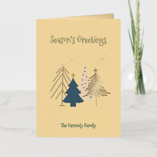 Graphic Christmas Tree Photo Butter Yellow Holiday Foil Greeting Card