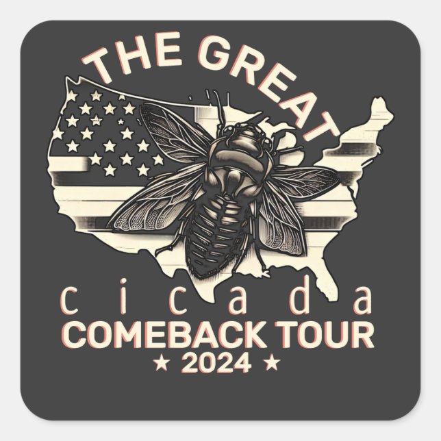 Graphic Cicada Comeback Tour 2024 Design Square Sticker (Front)
