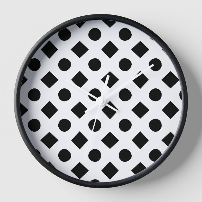 Graphic Circles and Squares. Black,CUSTOMIZE Clock (Front)