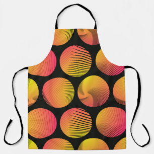 graphic circles seamless pattern in orange fire sh apron