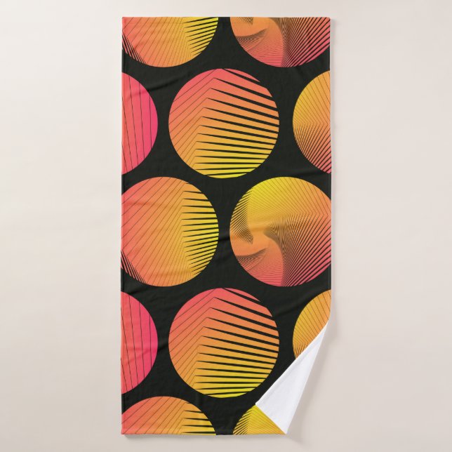 graphic circles seamless pattern in orange fire sh bath towel (Bath Towel)