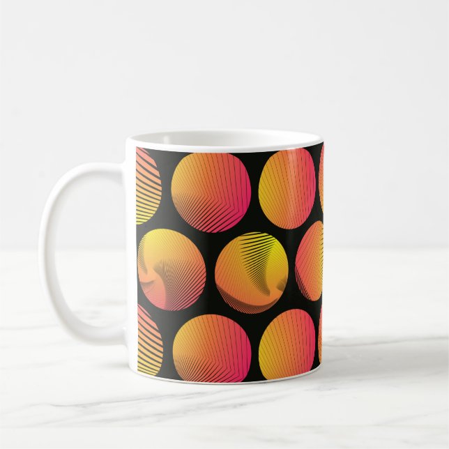 graphic circles seamless pattern in orange fire sh coffee mug (Left)