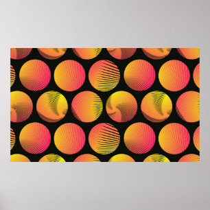 graphic circles seamless pattern in orange fire sh poster