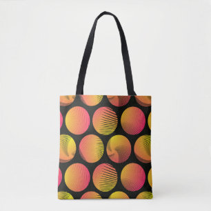 graphic circles seamless pattern in orange fire sh tote bag