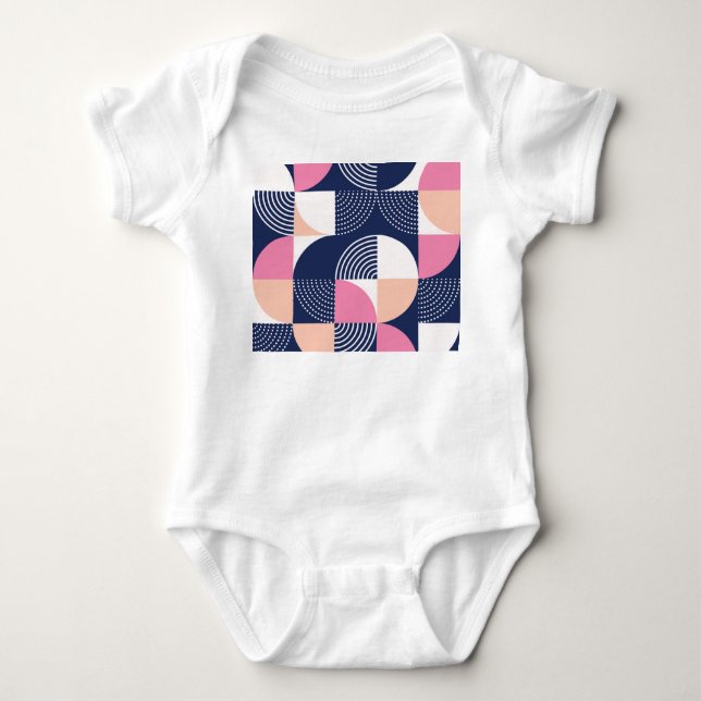 Graphic Circles Vintage Seamless Pattern Baby Bodysuit (Front)