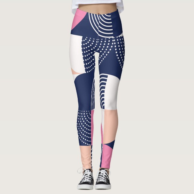 Graphic Circles Vintage Seamless Pattern Leggings (Front)