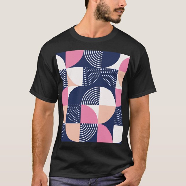 Graphic Circles Vintage Seamless Pattern T-Shirt (Front)