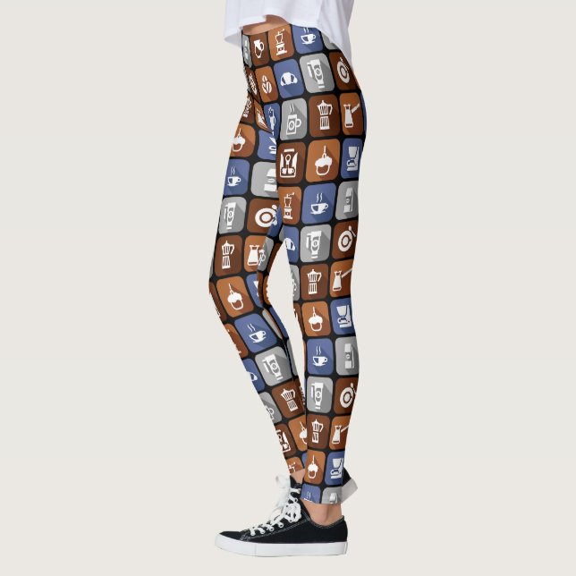 Graphic Coffee Icons Leggings (Left)
