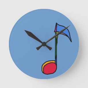 graphic colorful music note round clock