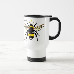 Graphic cool yellow & black BEE - Travel Mug