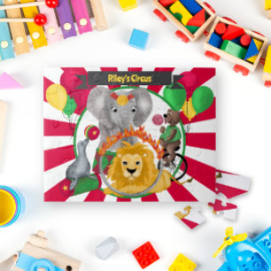 Graphic Cute Circus Animal Primary Colors Jigsaw Puzzle