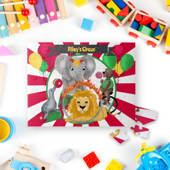 Graphic Cute Circus Animal Primary Colours Jigsaw Puzzle (Creator Uploaded)