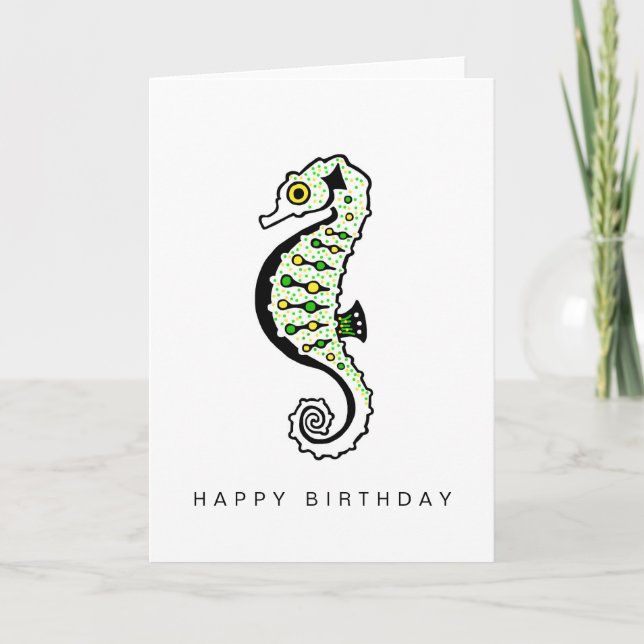 Graphic- Cute SEAHORSE - Wildlife - Marine animal Card (Front)