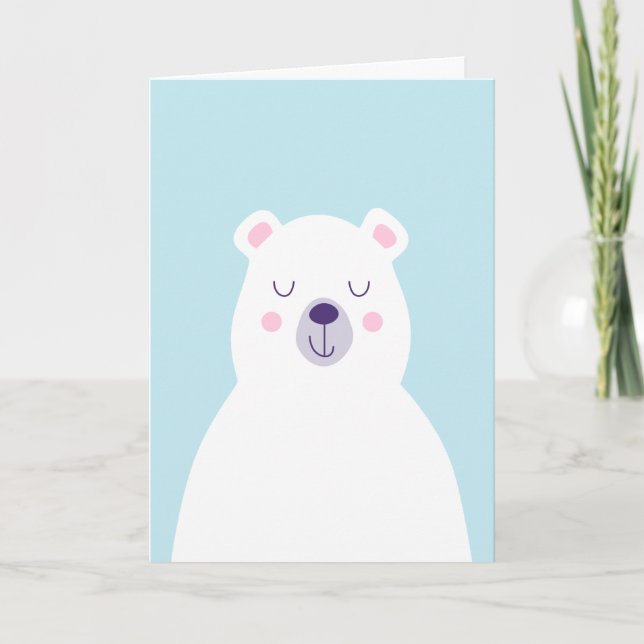 Graphic cute white polar bear christmas holiday card (Front)