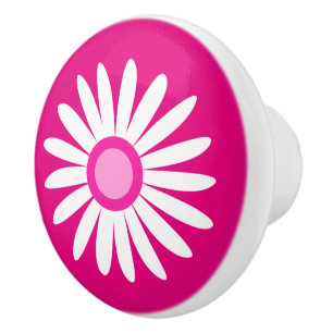 Graphic daisy pink knob