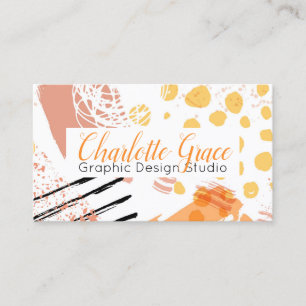 Graphic Design Brush Stroke (Orange) Personalised Business Card